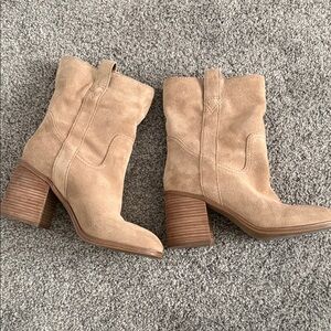 Sole Society Light Brown Suede Heeled Boots